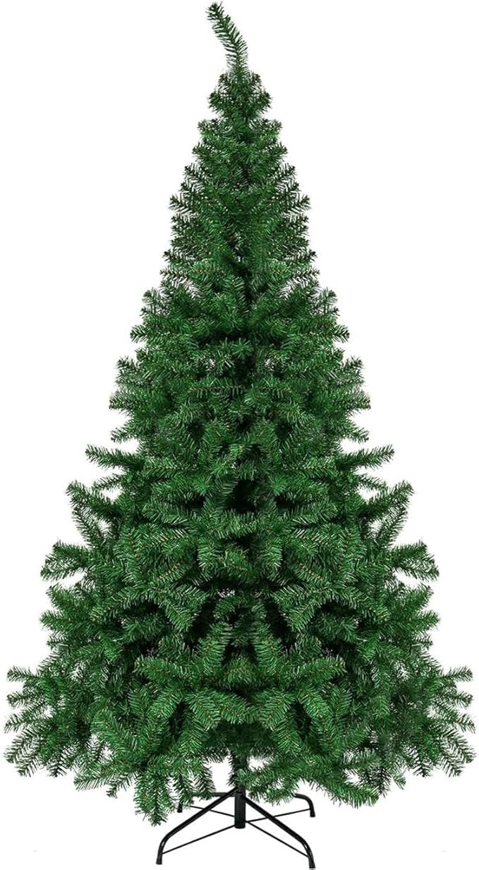 Juegoal 6 Foot Artificial Christmas Tree(NOT Pre-Strung), with 300 LED Warm White & Color Changing Lights, Fake Xmas Tree with Metal Legs, 850 Tips