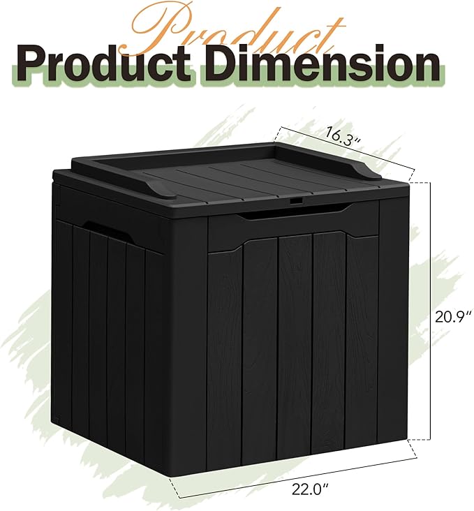 Greesum 31 Gallon Resin Deck Box All Weather Outdoor Storage Boxes for Patio Furniture Set,Outdoor Toys,Garden Tools,Black