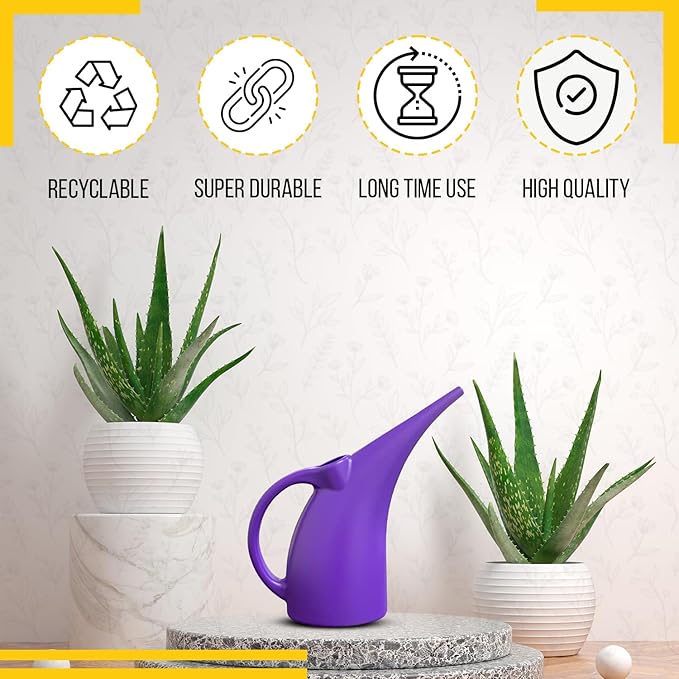 KP KOOL PRODUCTS Water Can 1/2 Gallon - Small Watering Can for Indoor Plants - Outdoor Water Can - Purple Plant Waterer - Plastic Watering Can for Garden