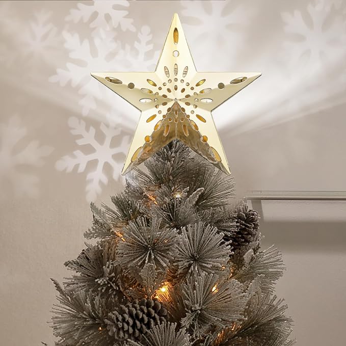 Darla 9ft Snow Flocked Prelit Artificial Christmas Tree with Star Projector, 58 Pine Cones, 1612 Branch Tips, 720 Warm Lights and Metal Stand, 58" Wide Snowy Frosted Pine Christmas Tree with Lights