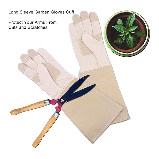 HLDD HANDLANDY Rose Pruning Gloves, Long Thorn Proof Gardening Gloves, Pigskin Leather Gauntlet with Padded Palm for Men & Women, Garden Gifts for Gardene