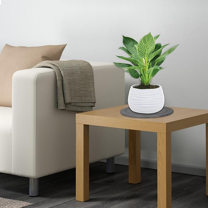 Plant Saucer Flower Pot Saucers Plant Trays for Pots Instant Dry Diatomaceous Earth Round Plant Drip Trays for Indoors Keeping Counter and Floors Dry and Clean (2Pcs Grey Large)