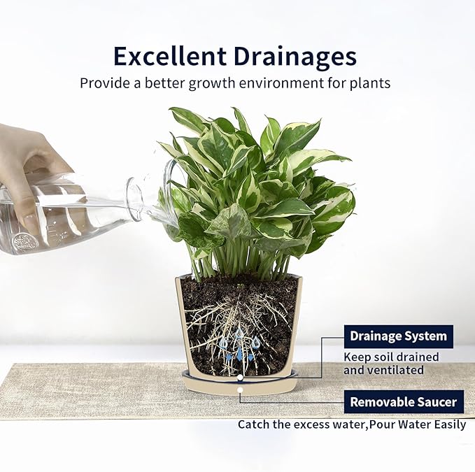 Selamica Ceramic Succulent Pots, 4.3 Inch Small Plant Pots with Drainage Holes and Saucers, Small Flower Pots for Succulent, Cactus, Home Decor, Set of 4, Vintage Blue