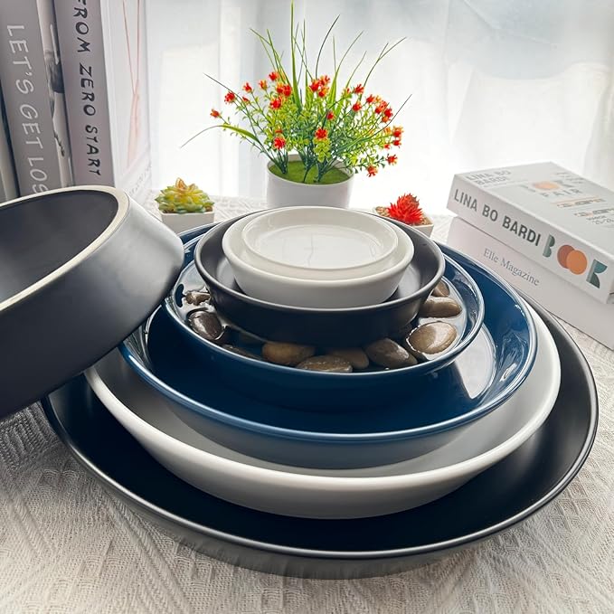 4 Pack of Plant Saucer, 5 inch Glazed Ceramic Plant Tray, Deep Drainage Tray for 4 Inch Flower Pot,Plant Dish Plate to Catch Water for Indoor & Outdoor