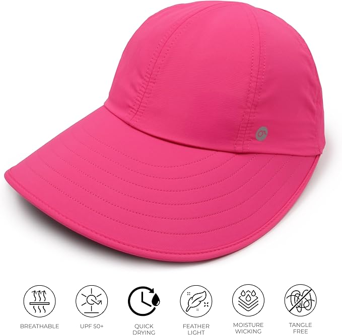 Ponyflo Sunblocker Wide Brim Hat - Oprah Awards Best Sun Hat - UV 50 Protection - Ponytail Sunhat for Women