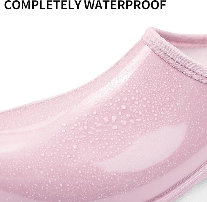 DKSUKO Waterproof Garden Shoe for Women Outdoor Slip-On Rain Boots Short Ankle Work Shoes and Garden Clogs with Comfort Insole