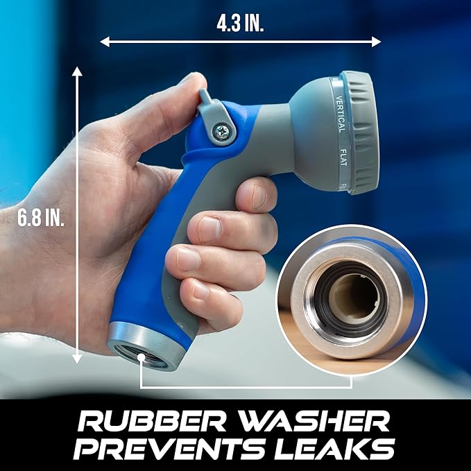 VIKING Hose Nozzle, Garden Hose Nozzle with 8 Spray Patterns, Adjustable Heavy Duty Thumb Control for Washing Car, Watering Plants, Washing Pets, and Home Use