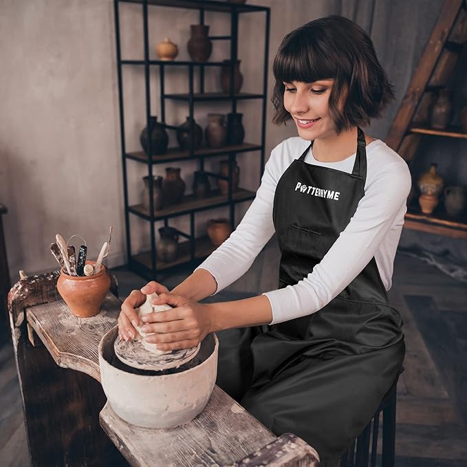Reusable Full Coverage Waterproof Pottery Apron Split Leg - 100% Lined Polyester Apron For Men & Women - For Ceramic Wheel Throwing, Woodturning, Painting, and Clay or Tattoo Artists