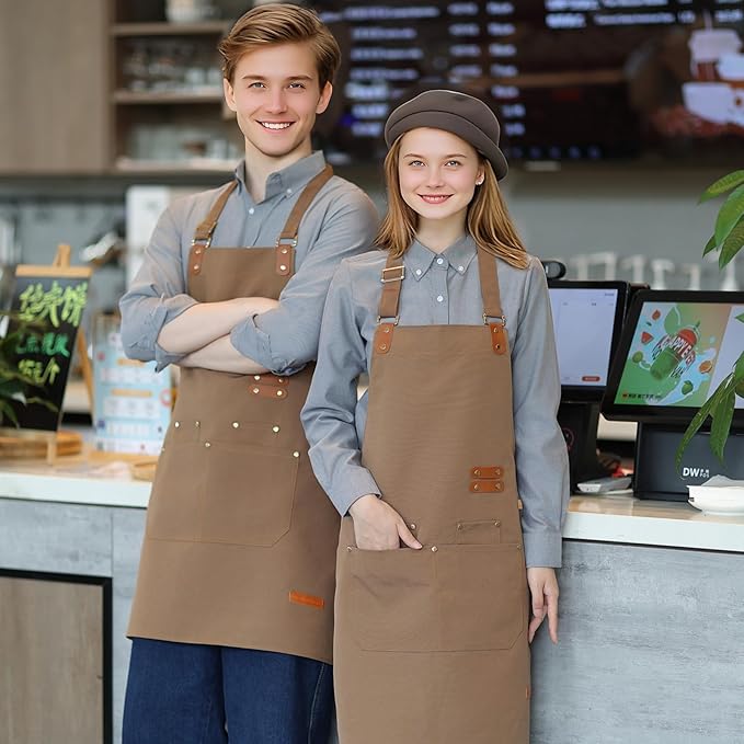 Chef Apron for Men Women with Pockets Adjustable Strap, Water Repellent Apron for Cooking, Baking