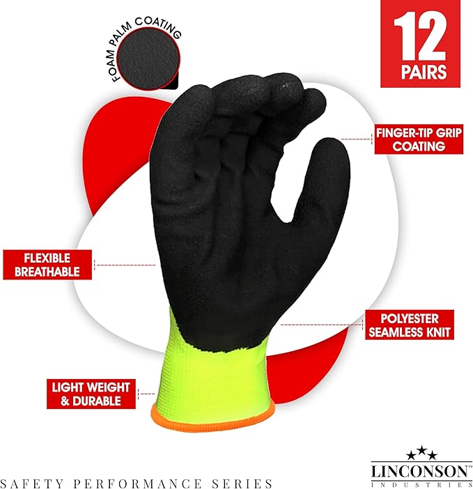 linconson 12 Pack Safety Performance Series Construction Mechanics Work Gloves