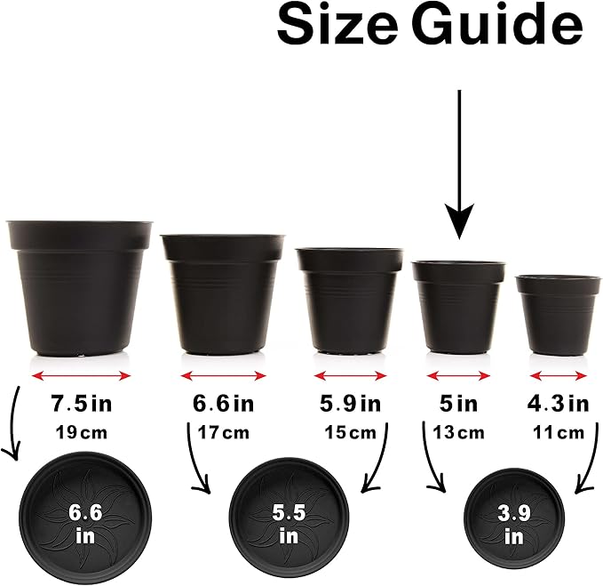 Mintra Home Garden Pots 4pk - Flowers, Herbs, Plants, Indoor, Outdoor, Colorful, Wholesale, Bulk (Orange, 13cm Diameter (5in))