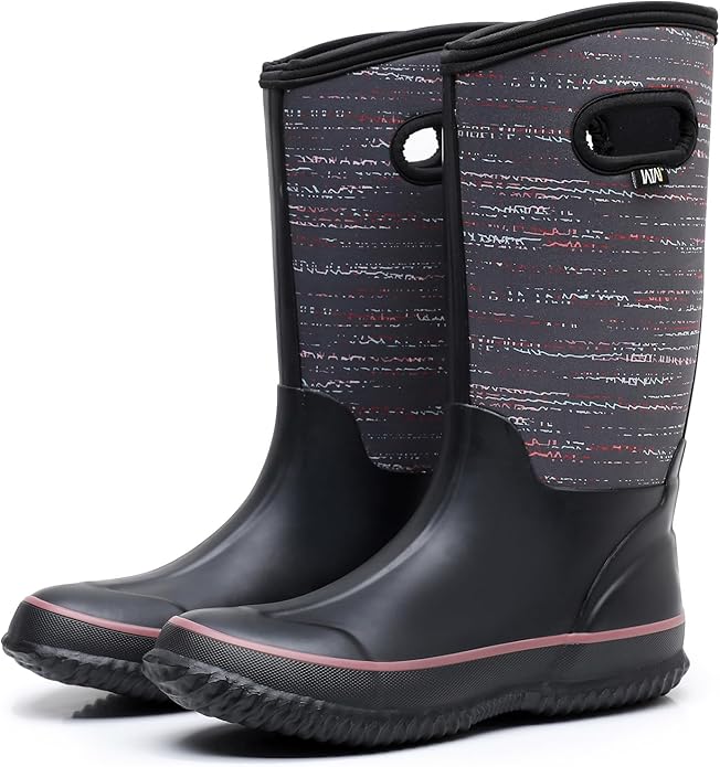 WTW Mid Calf Rain Boots for Women - Waterproof Insulated Neoprene Mud Boots Outdoor Hunting Garden Boots