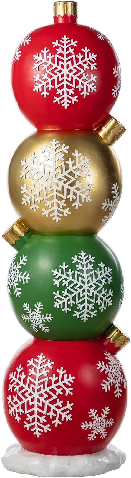 Glitzhome Christmas Front Porch Decor, Resin Stacked Ornament Xmas Porch Sign Decoration for Indoor Outdoor Patio Standing Decor, 36.25" H