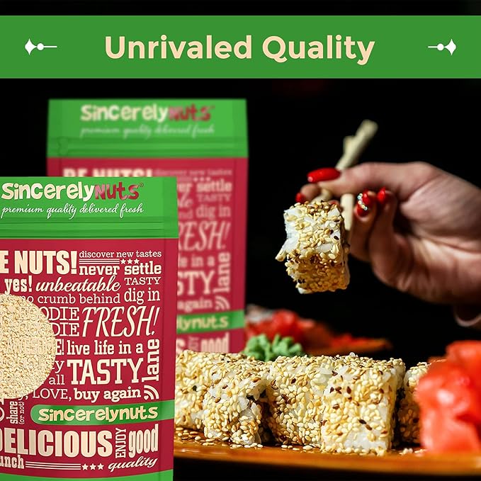 Sincerely Nuts Hulled Sesame Seeds A Heart Healthy Snack Rich in Fiber, Minerals Antioxidants Source of Plant Based Protein Gluten Free Kosher, Bulk 5LB Bag