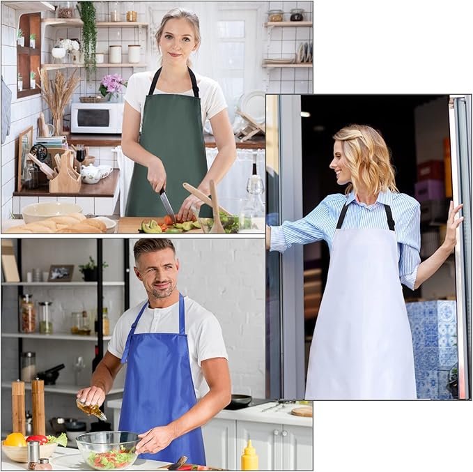 2 Pack Waterproof Rubber Vinyl Apron 40 Inch Light Duty Model Chemical Resistant Work Apron Clothes Durable Extra Long Black with Adjustable Bib Apron for Dishwashing Lab Work Butcher Cleaning Blue