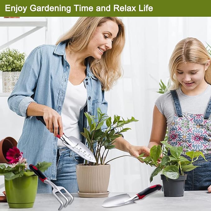 FANHAO Garden Tool Set, 3 Piece Heavy Duty Garden Trowels Cast-Aluminum Garden Hand Shovels with Non-Slip Rubber Grip, Idea for Transplanting, Weeding, Digging and Planting