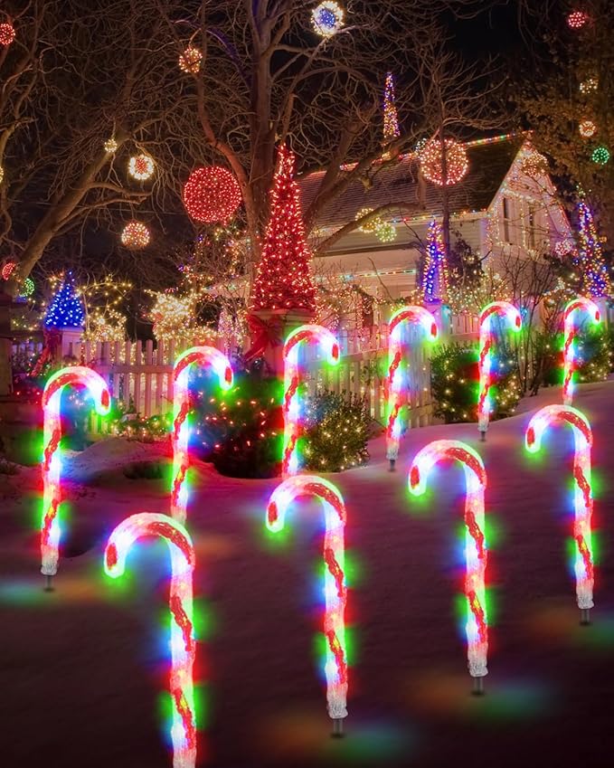 FREECUBE 6 Pack Smart Candy Cane Pathway Lights with App Remote Control Music Sync Color Changing Candy Cane Lights Plug in Dimmable Multicolor Light Up Candy Canes for Walkway