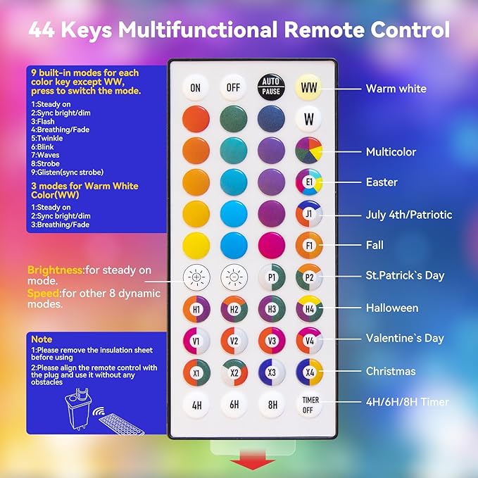 Lithome Led Christmas Fairy Lights Plug In, 200LED 66FT Color Changing Fairy Lights with Remote, 9 Modes Led Christmas Lights Indoor Dimmable, RGB Fairy String Lights Twinkle for Xmas Home Party Decor