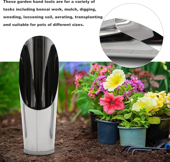 3 Pcs Succulent DIY Bonsai Plant Garden Tool for Digging Fertilizer Feed Scooper 3 Sizes Soil Scoops Soil Metal Spade Shovel Cup