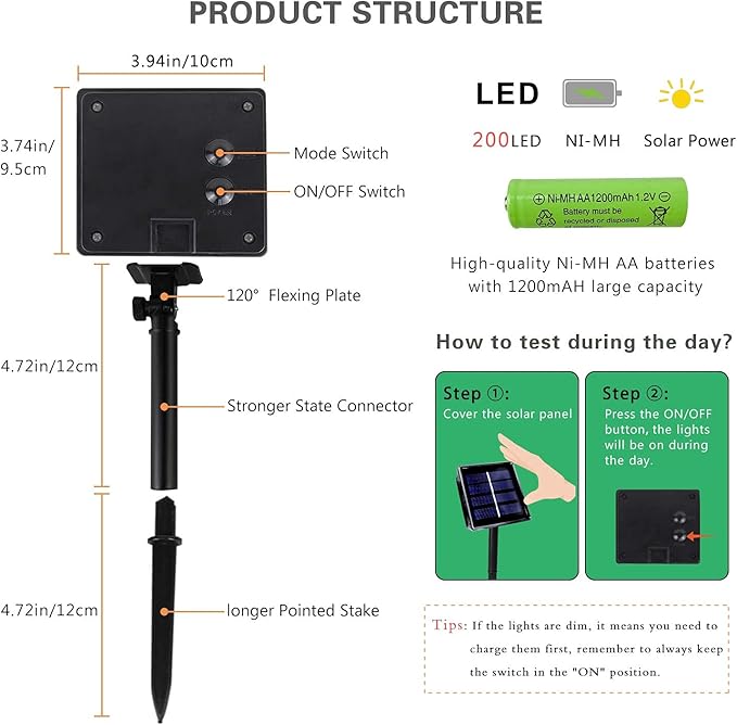 SANJICHA Extra-Long Solar String Lights Outdoor, 2-Pack Solar Powered Christmas Fairy Lights Waterproof, Silver Wire 8 Modes Solar Twinkle Light for Tree Garden Party Xmas Wedding Decor(Cool White)