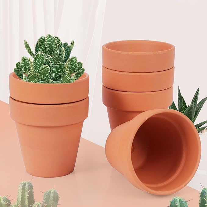 26 Pack Terra Cotta, 3inch Small Clay Flowerpots with Drainage Hole, Terracotta Pot for Indoor Outdoor Plant, Great for Plants, DIY Crafts