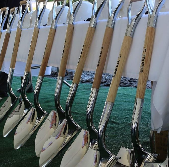 Truper 33127 Tru Pro Polished Chrome Ceremonial Shovel with Steel/Wood D-Handle Perfect for Groundbreaking Ceremonies, 44.5-Inch, 6-Pack