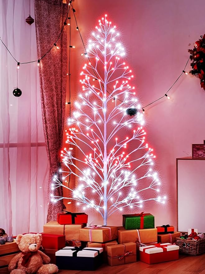 Joomer Christmas Tree Lights,7.6FT 336 LED Birch Tree with Lights Artificial Twig Light with Remote Control Timer Outdoor RGB Light for Christmas Decoration