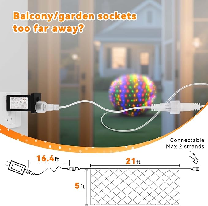 LitHome 21ft x 5ft Christmas Net Lights, 360 LED Mesh Fairy String Lights with 8 Modes, Connectable Plug in Waterproof Mesh Lights for Bushes,Trees,Yard,Patio,Garden Decorations(Multicolor)