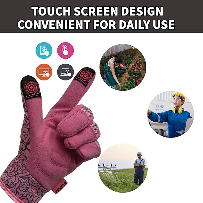 Thorn Proof&Puncture Resistant Gardening Gloves with Grip,Garden Glove for Women, Leather Yard Work Gifts