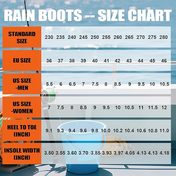 Women's Ankle Rain Boots - Slip On Waterproof Festival & Garden Shoes for Men - Comfortable Lightweight Rubber Wellies with Decorative Buckle