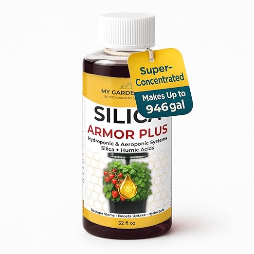 Silica for Plants with Humic Acid, Hydroponic & Aeroponic Fertilizer 0-0-4 – Stronger Stems, Boosts Uptake, Hydro-Safe Nutrients (32 OZ)