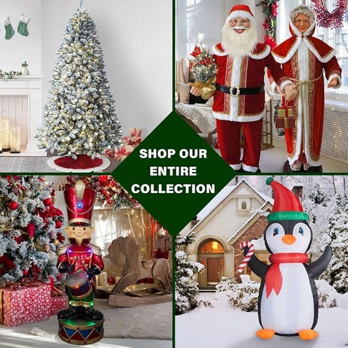 Fraser Hill Farm 4.0-Foot Pre-Lit Snowy Pine Flocked Slim Christmas Tree, Warm White LED Lights