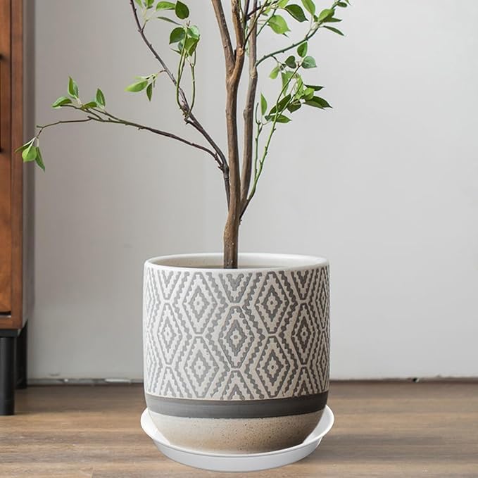 6 8 10 inch Plant Saucer, 12 Pcs Heavy Sturdy Plastic Planter Trays Pot Tray for Indoor Outdoor, Plant Water Plate Drip Trays for Pots, (White)