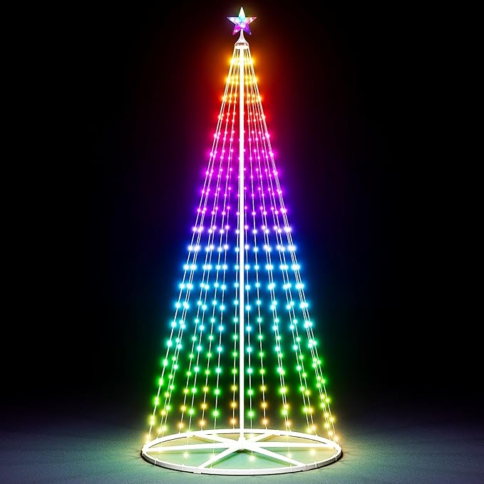 7.5FT LED Smart Christmas Tree - Outdoor & Indoor Lighted Christmas Tree Decorations Christmas Cone Tree App Control Color Changing Light for Yard & Garden