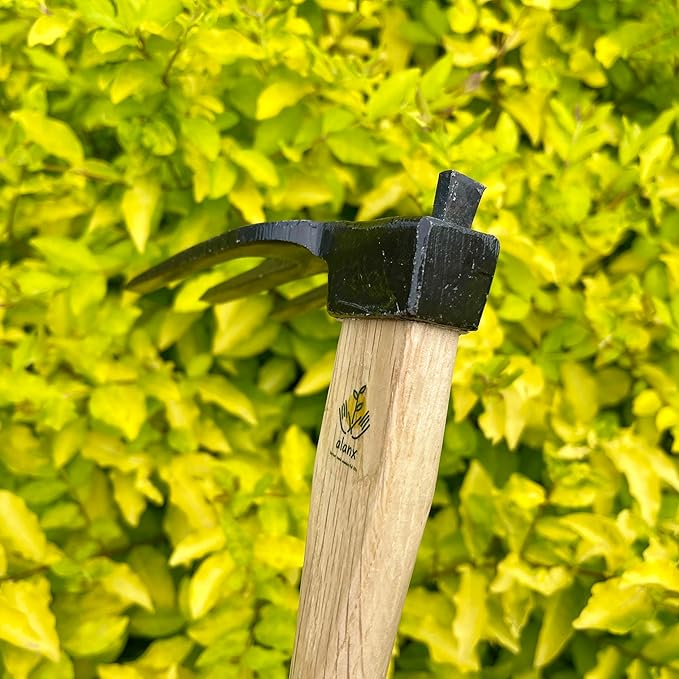 14 inch Japanese Hand Tiller/Rake for Garden, 3-tines Cultivator, Without Welding, Oak Handle, for Digging, Soil Preparation, Chopping Through Roots and Hard Soil and Other Gardening tasks