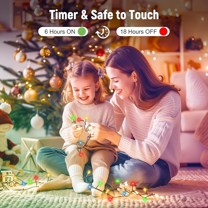 Minetom 328 Ft 1000 LED Christmas Tree Lights Outdoor Indoor String Lights with 8 Modes Waterproof Twinkle Xmas Light with Remote, Plug in Rice Lights for Tree Room Christmas Decorations, Multicolor