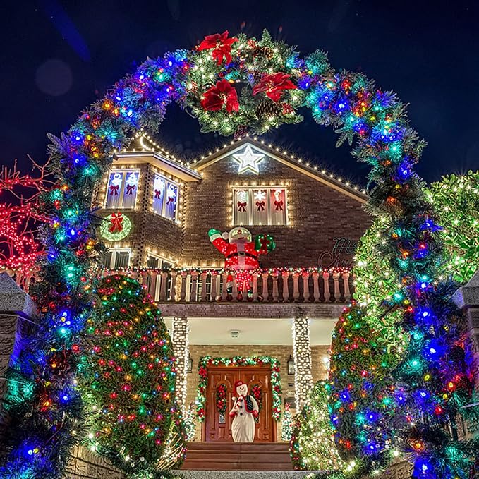 JMEXSUSS 300 LED Christmas Lights Outdoor Waterproof, Multicolor Christmas Tree Lights Plug in, 8 Modes Twinkle Fairy String Lights for Indoor Xmas Wedding Party Garden Decoration