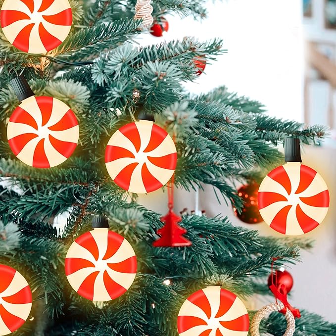 Ultimate Unicorn Christmas Lollipop Pathway Lights for Garden Christmas Decoration Red, 10 LED Peppermint String Lights with Stakes for Outdoor Sidewalk Pathway Rooftop Lawn Garden