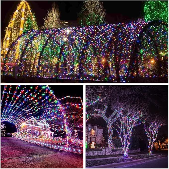 Extra-Long 144FT Solar String Lights for Outside, 2 Pack 400LED Solar Christmas Lights Outdoor, Waterproof Copper Wire with 8 Modes Twinkle Fairy Lights for Tree Garden Party Xmas Decor (Multicolor)