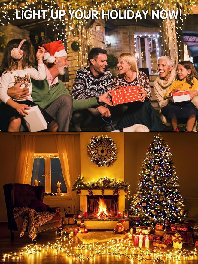 300 LED Christmas Lights Outdoor, 115FT Warm White Christmas Tree Lights with Remote Control, 8 Modes Fairy Light Plug in Outside IP65 Waterproof for Xmas Tree Patio Bedroom Holiday Party Wedding