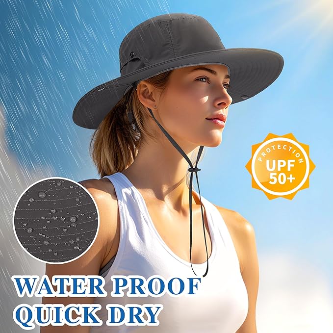 Wide Brim Sun Hats Waterproof Bucket Hat UV Protection Fishing Hat Summer Packable Fisherman Hat for Men and Women