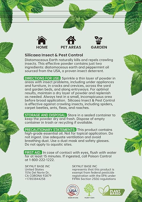 Diatomaceous Earth - 1 lb Natural Peppermint Powder, Safe for Home & Garden