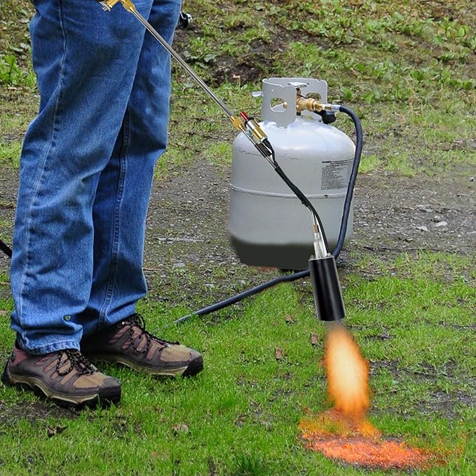 Torch Weed Burner High Output 1,200,000 BTU Blow Torch for Weed,with 11.5FT Hose,Torch with Flame Control For Weeding,Melting Snow, Road Marking,Garden, Wood, Snow, Stumps (Black)