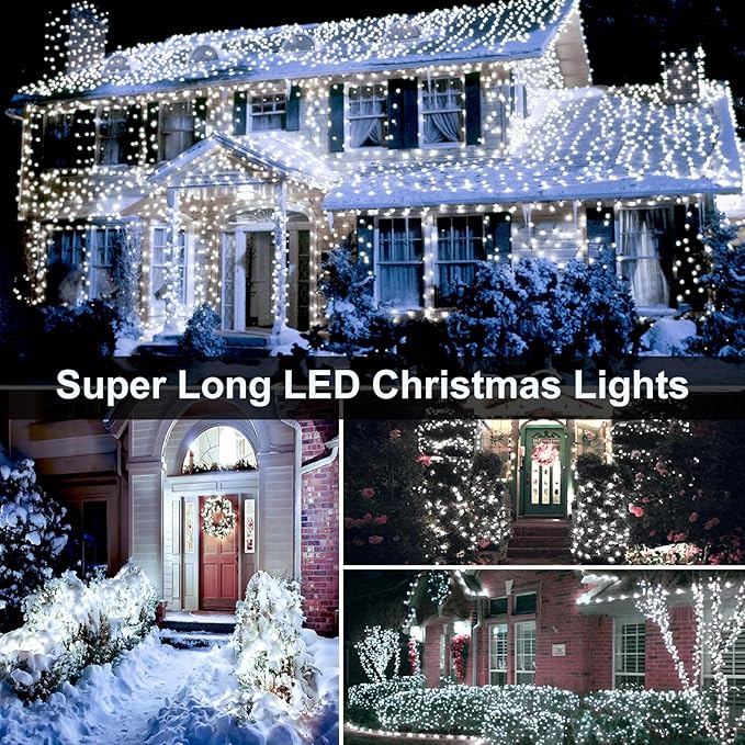XURISEN 403FT Christmas Lights, 1000 LED Super Long String Lights 8 Modes & Memory Timer Plug in Twinkle Fairy Lights Decor for Home Xmas Party Wedding