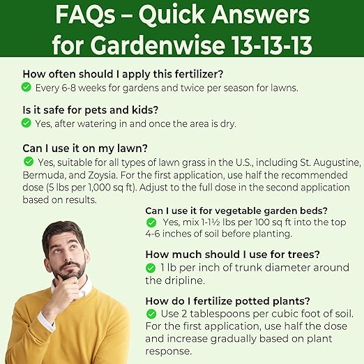 13-13-13 Slow Release Granular Fertilizer β All Purpose Plant Food 13 13 13 for Outdoor Grass, Vegetables, Roses, Flowers, Shrubs, Trees. Lawns, Gardens, Potted Plants (1/2 Quart)