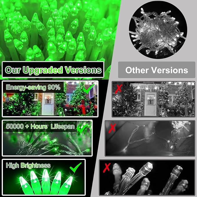 750 LED 240FT Christmas String Lights Outdoor, 12 Pro Modes and Timer Memory & Brightness, Plug in Outdoor Waterproof Clear Wire Twinkle Light for for Xmas Yard Tree Wedding Party Decor (Green)