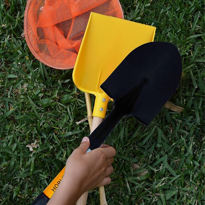 Shovel for Digging, Round Small Head with Wooden D-Handle, Metal Garden Shovel for Gardening, 27 Inches Metal+Fiberglass(Orange)
