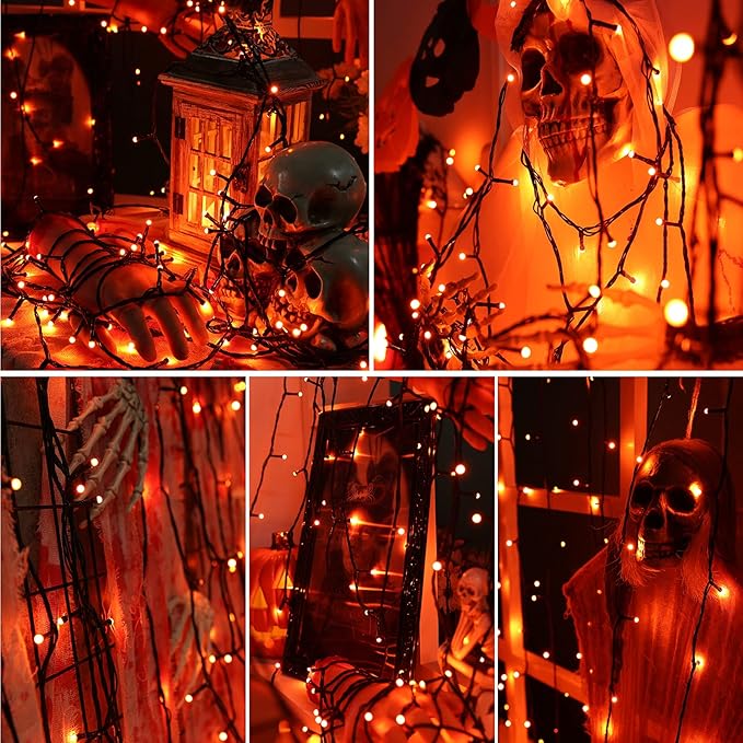 Toodour Halloween Orange Lights, 131ft 350 LED Plug in String Lights with 8 Modes and Timer, Connectable, Waterproof Halloween Outdoor Lights for Home, Party, Garden,Holiday Decorations