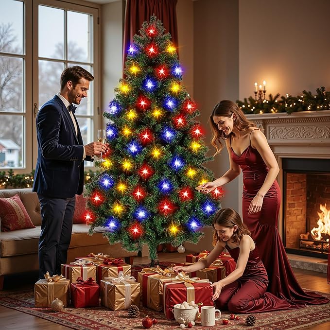 Northroad 6ft Pre-lit Artificial Christmas Tree, Prelit Xmas Tree w/1000 Branch Tips & 350 UL Listed Lights with Remote Control,Timer for Xmas Decoration,Green