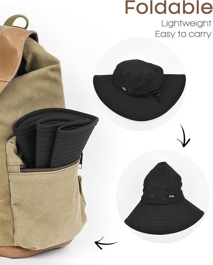 FURTALK Sun Hats for Men Women Packable Wide Brim Summer UV Protective Bucket Hat UPF 50+ Hat for Fishing Hiking